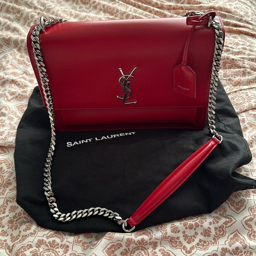 AUTHENTIC 2018 ysl sac mng l sunset avec tass - Picture 1 of 10